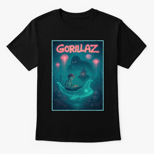 Gorillaz “Underwater World” Unisex T-Shirt – Surreal Music Art Virtual Band Graphic Tee