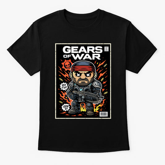 Gears of War Marcus Fenix “Rev It Up” Unisex T-Shirt – Retro COG Soldier Graphic Tee