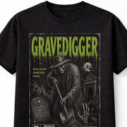 Gravedigger Horror Skeleton Graveyard VHS Gothic Halloween Unisex T-Shirt