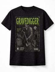 Gravedigger Horror Skeleton Graveyard VHS Gothic Halloween Unisex T-Shirt