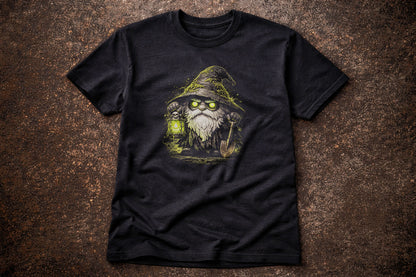Gravedigger Gnome Gardening Unisex Graphic T-Shirt Lantern Dark Art Tee