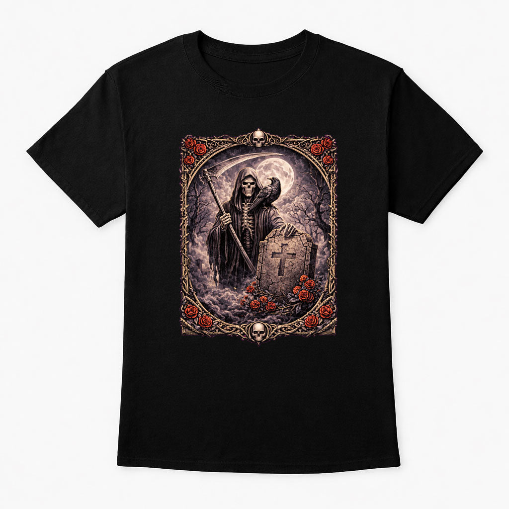 Graveyard Reaper Unisex T-Shirt Moonlit Death Angel Art Tee