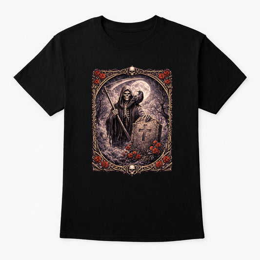 Graveyard Reaper Unisex T-Shirt Moonlit Death Angel Art Tee