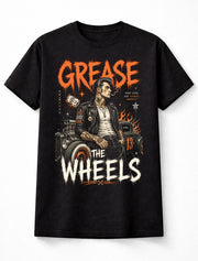 Grease The Wheels Hot Rod Rockabilly Biker Graphic Unisex T-Shirt