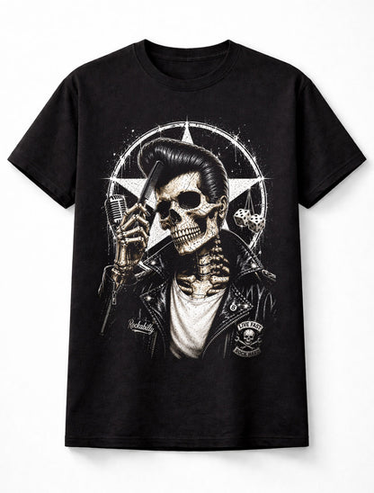 Rockabilly Skull Rock n Roll Greaser Retro Graphic Unisex T-Shirt