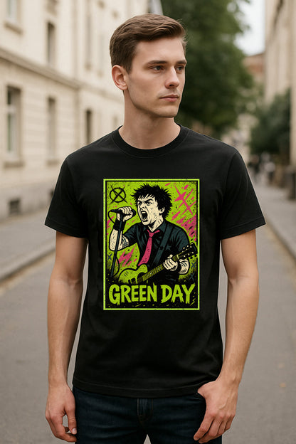 Green Day Billie Joe Armstrong Unisex T-Shirt – Graphic Punk Rock Pop Punk Band Music Design Tee