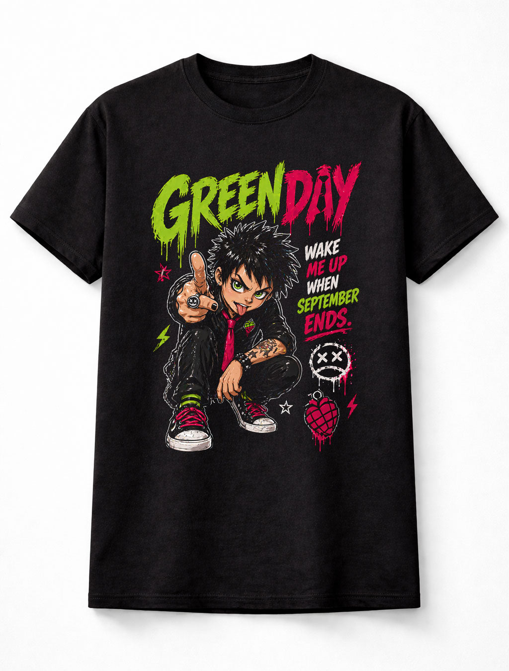 Green Day Wake Me Up When September Ends Punk Rock Band Graphic T-Shirt Billie Joe Armstrong Lyrics Music Fan Tee Adult & Kids Unisex T-Shirt