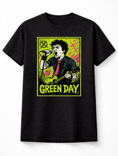 Green Day T-Shirt Punk Rock Icon Unisex Black Graphic Tee