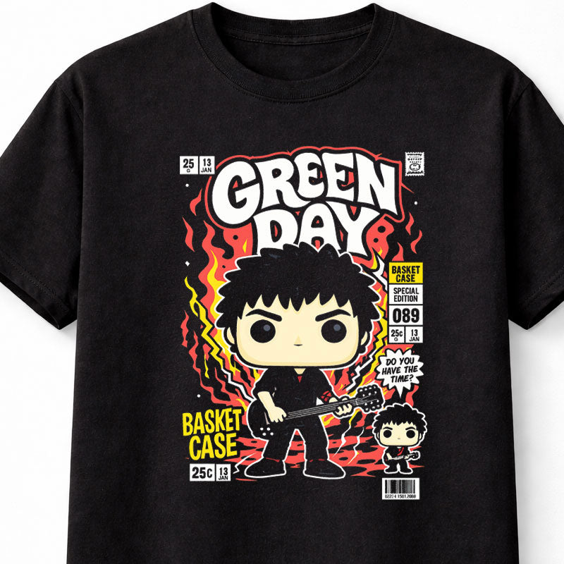 Billie Joe Armstrong Green Day T-Shirt Basket Case Punk Unisex Black Graphic Tee