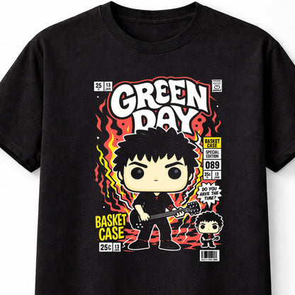 Billie Joe Armstrong Green Day T-Shirt Basket Case Punk Unisex Black Graphic Tee