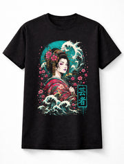 Geisha Japanese Wave Samurai Anime Manga Art Unisex T-Shirt