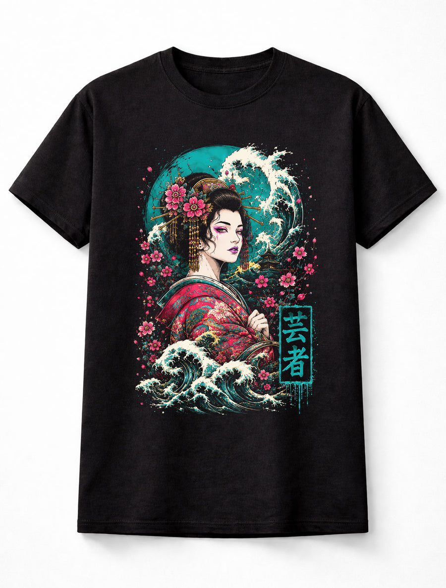 Geisha Japanese Wave Samurai Anime Manga Art Unisex T-Shirt