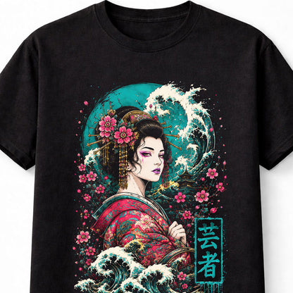 Geisha Japanese Wave Samurai Anime Manga Art Unisex T-Shirt