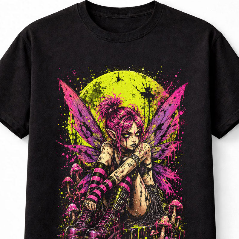 Fairy Punk Moon Fairycore Mushroom Wings Graphic Unisex T-Shirt