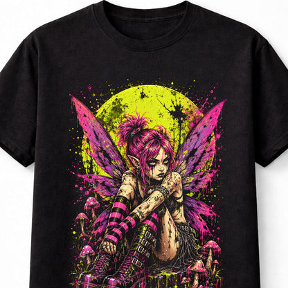 Fairy Punk Moon Fairycore Mushroom Wings Graphic Unisex T-Shirt