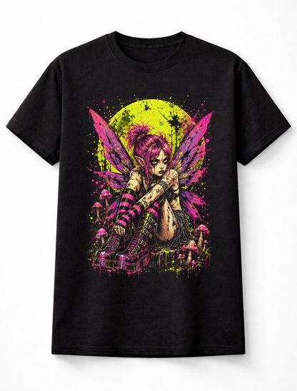 Fairy Punk Moon Fairycore Mushroom Wings Graphic Unisex T-Shirt