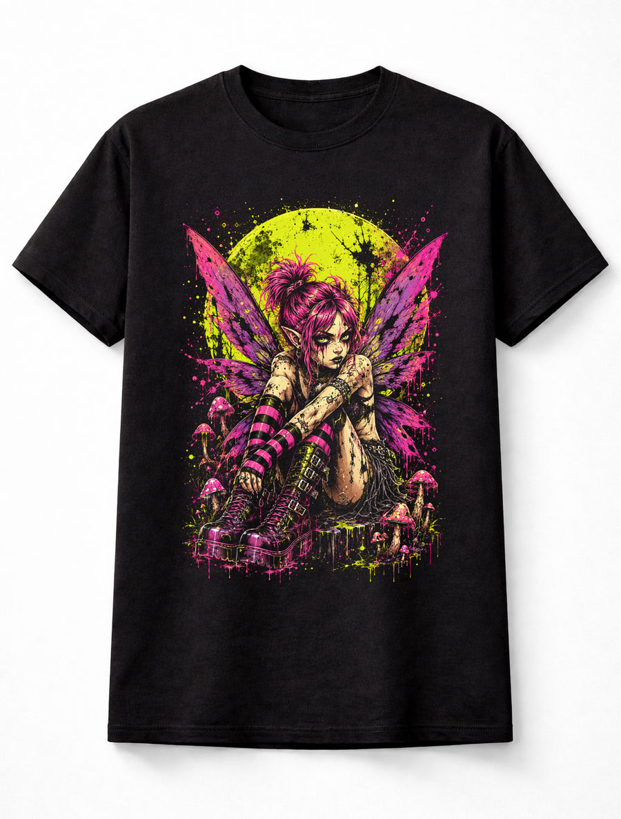 Fairy Punk Moon Fairycore Mushroom Wings Graphic Unisex T-Shirt