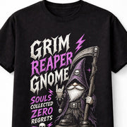 Grim Reaper Gnome Gothic Death Scythe Dark Humor Graphic Unisex T-Shirt