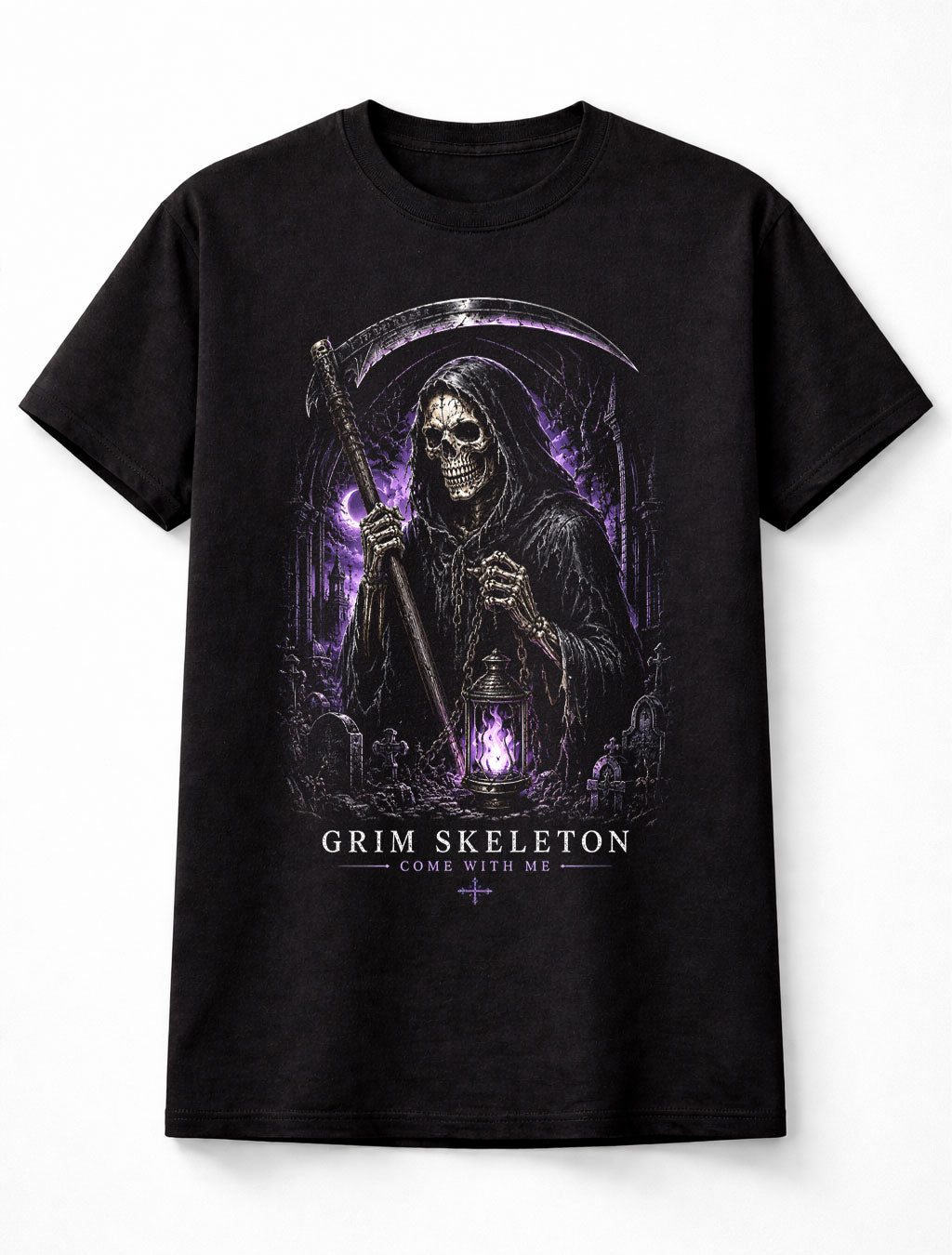 Grim Skeleton Reaper Gothic Horror Graveyard Unisex T-Shirt