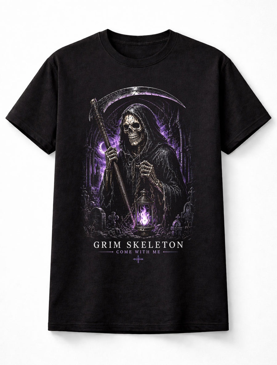 Grim Skeleton Reaper Gothic Horror Graveyard Unisex T-Shirt
