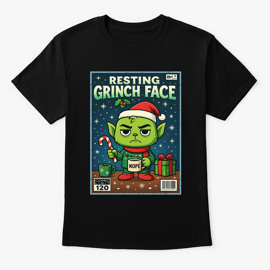 Resting Grinch Face Funny Christmas Unisex Christmas T-Shirt or Hoodie