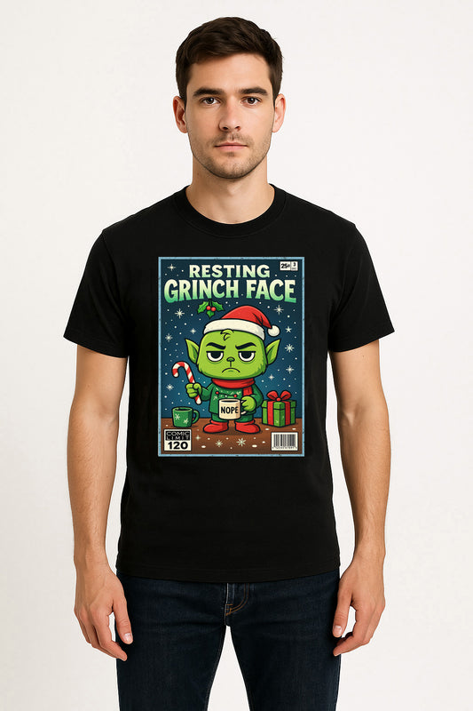 Resting Grinch Face Funny Christmas Unisex Christmas T-Shirt or Hoodie