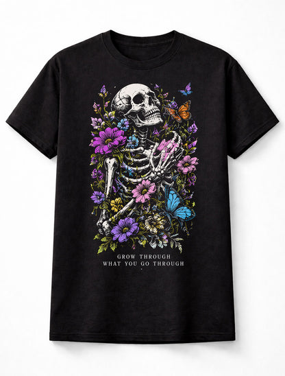 Skeleton Butterfly Floral Skull Gothic Dark Art Unisex T-Shirt