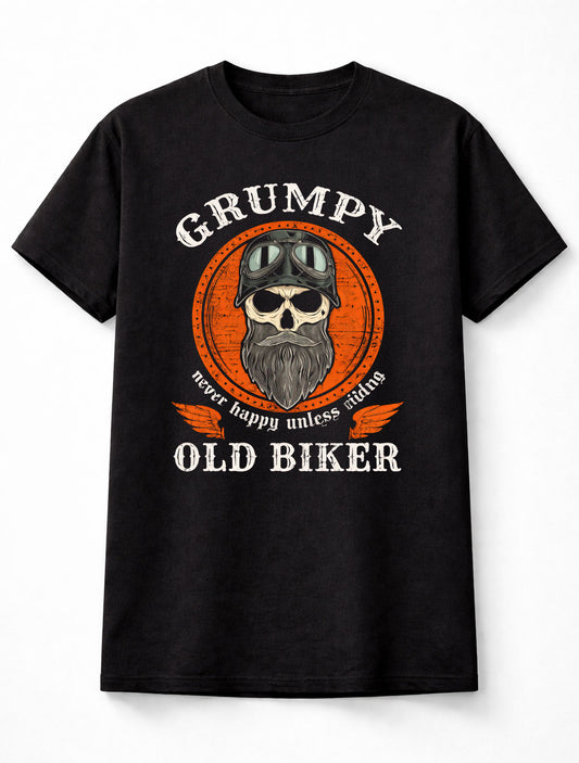 Grumpy Old Biker Skull Graphic T-Shirt Funny Motorcycle Rider Unisex T-Shirt