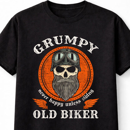 Grumpy Old Biker Skull Graphic T-Shirt Funny Motorcycle Rider Unisex T-Shirt