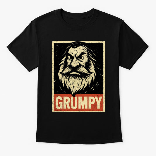 Grumpy Vintage Beard Unisex T-Shirt – Classic Angry Mood Funny Old Man Retro Graphic Tee