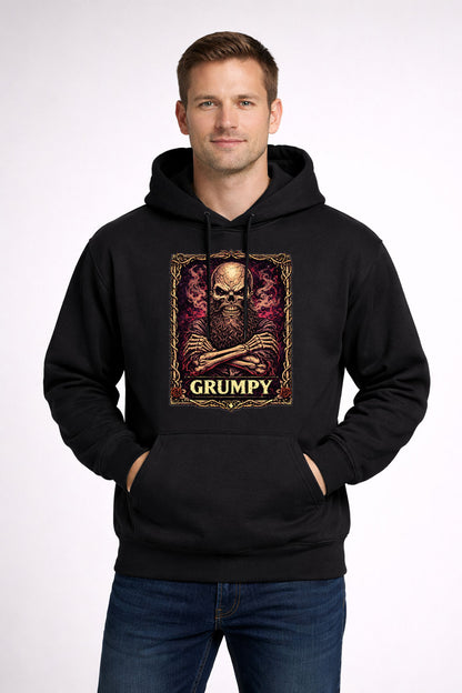 Grumpy Skull Skeleton Man Beard Unisex T-Shirt Dark Attitude Gothic Art Tee