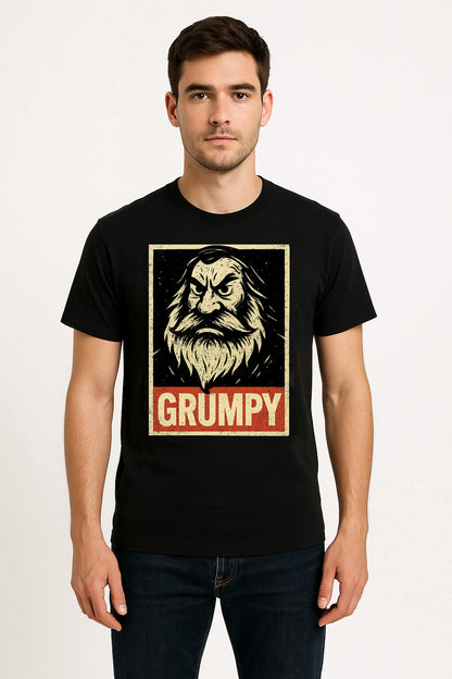 Grumpy Vintage Beard Unisex T-Shirt – Classic Angry Mood Funny Old Man Retro Graphic Tee