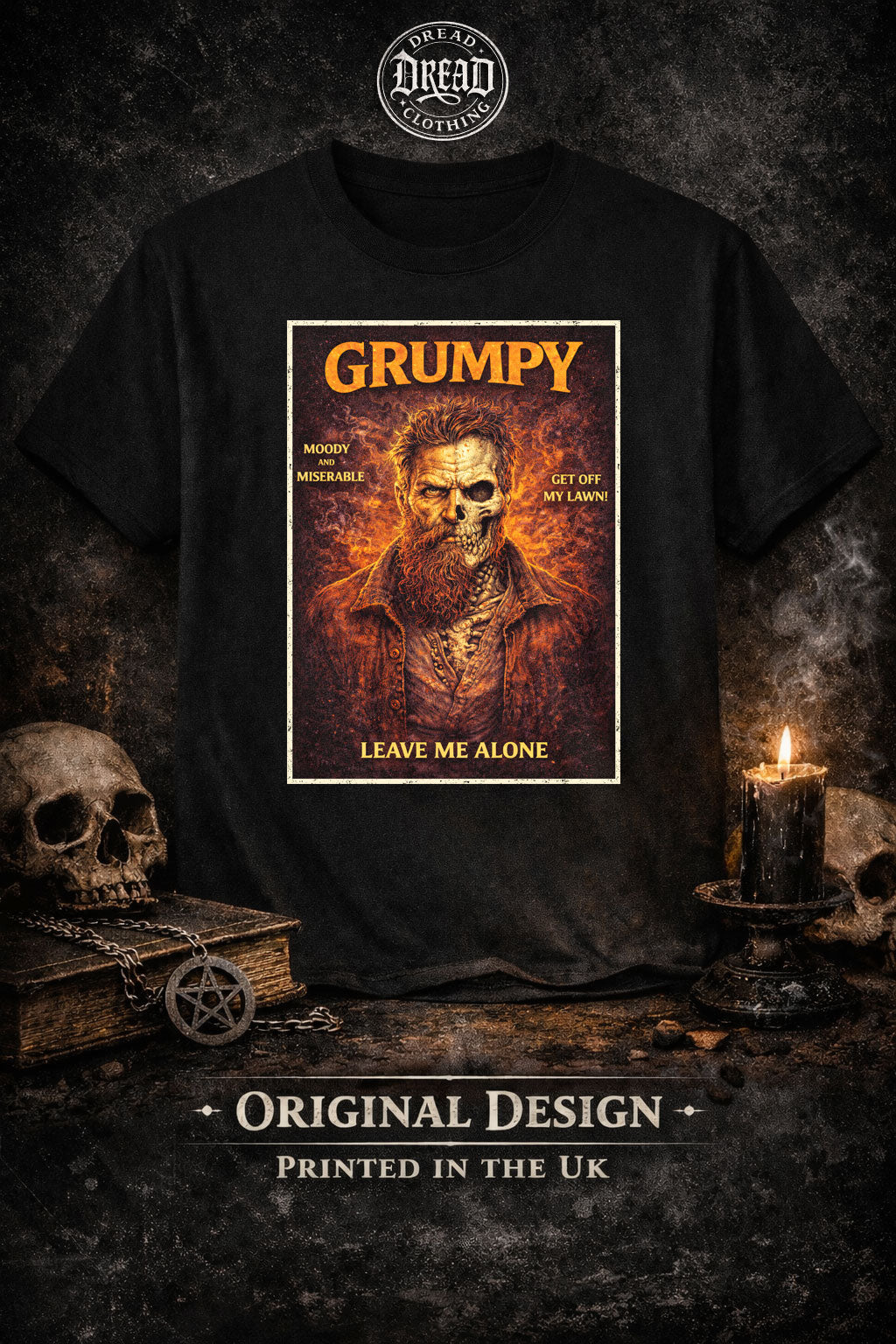 Grumpy Skeleton T Shirt Leave Me Alone Unisex Gothic Dark Humour Tee
