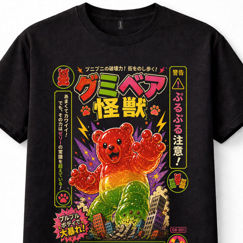 Japanese Gummy Bear Kaiju Candy Monster City Rampage Graphic Unisex T-Shirt