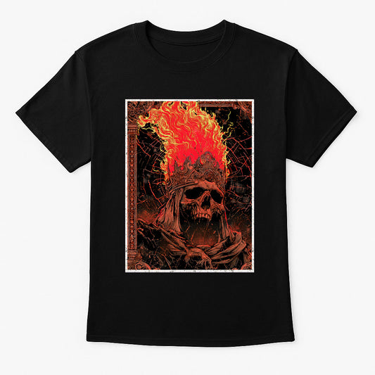 Flamebound Skull King Gothic Horror Dark Fantasy Alternative Unisex T-Shirt