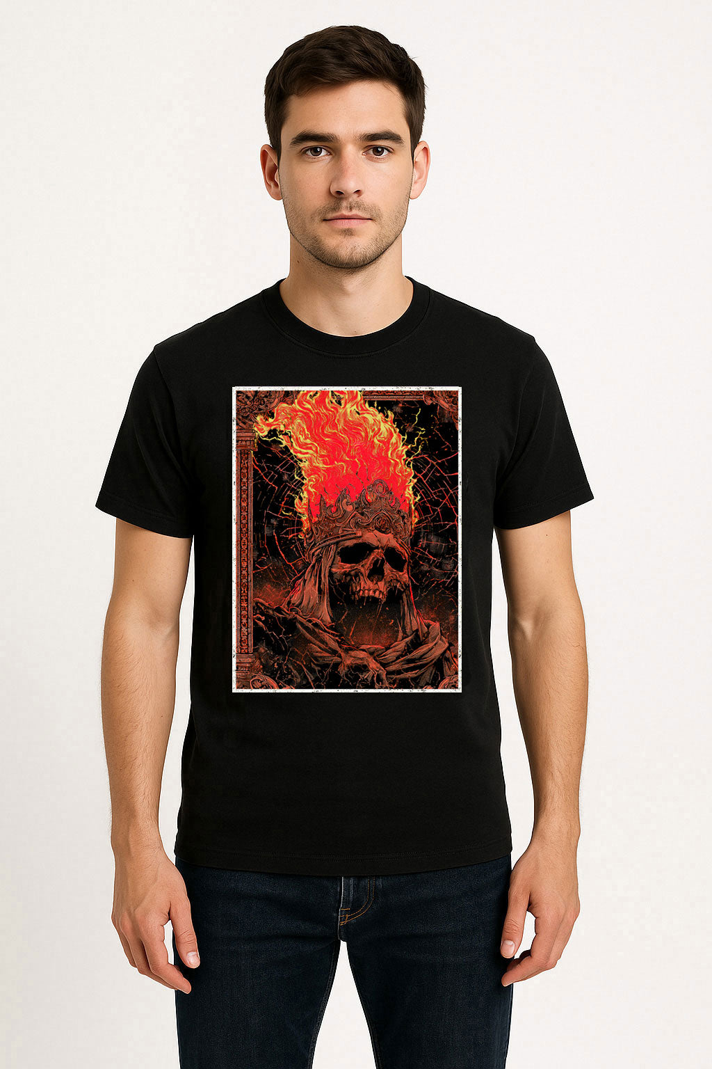 Flamebound Skull King Gothic Horror Dark Fantasy Alternative Unisex T-Shirt