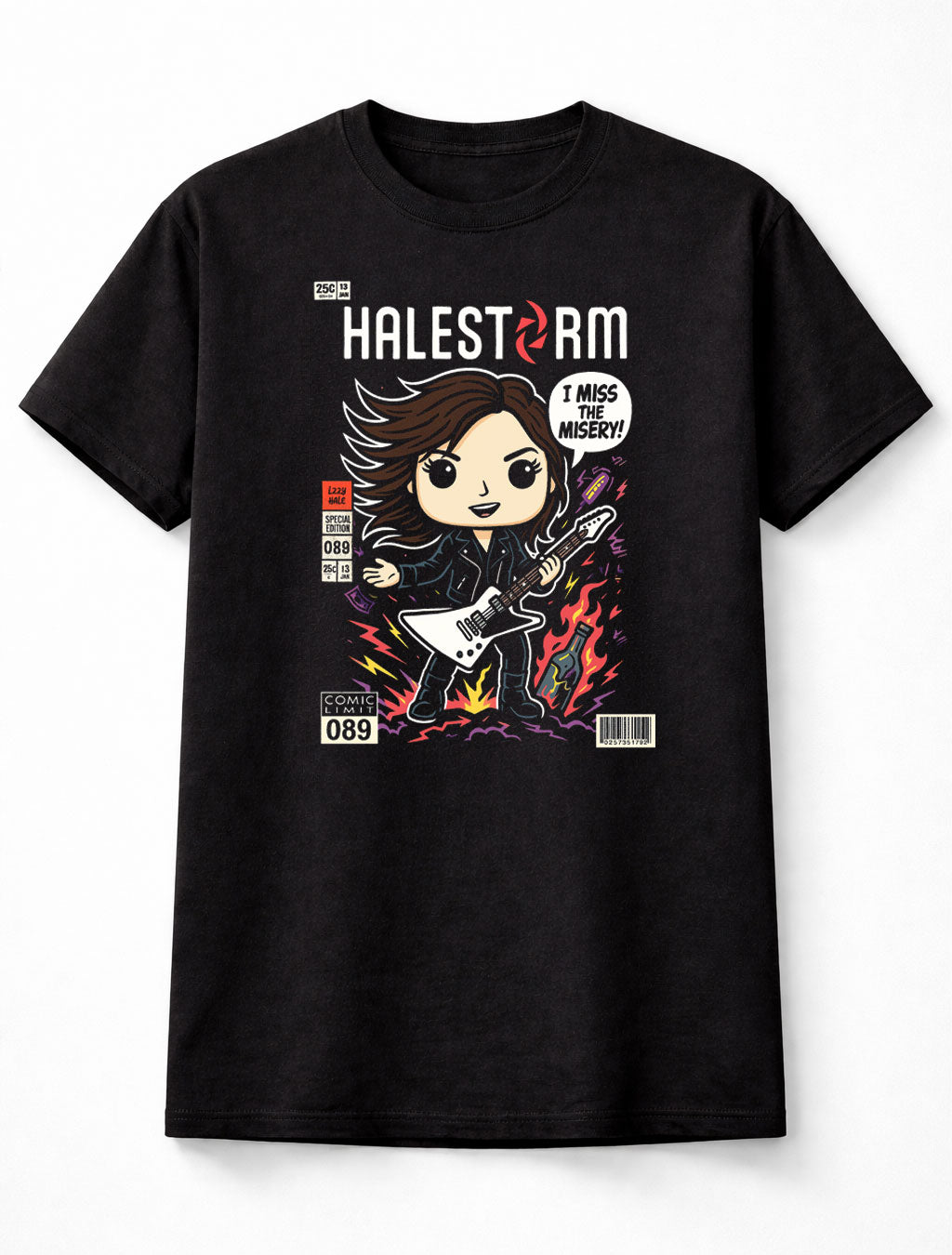 Halestorm Lzzy Hale “I Miss The Misery” Comic Style Unisex Black T-Shirt