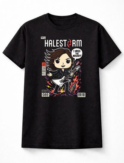 Halestorm Lzzy Hale “I Miss The Misery” Comic Style Unisex Black T-Shirt