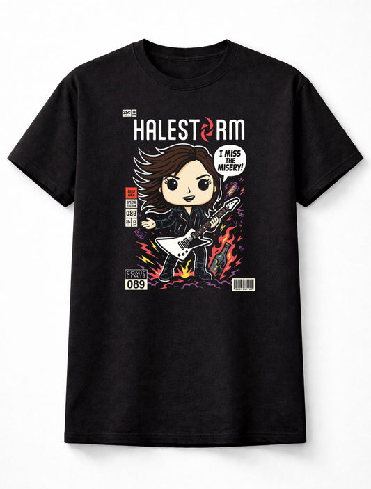 Halestorm Lzzy Hale “I Miss The Misery” Comic Style Unisex Black T-Shirt