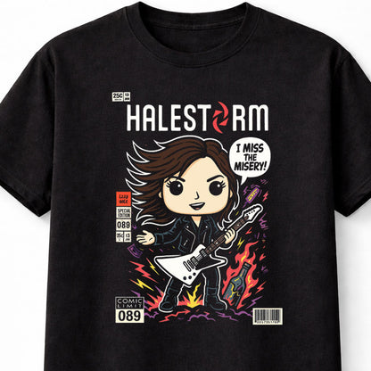 Halestorm Lzzy Hale “I Miss The Misery” Comic Style Unisex Black T-Shirt