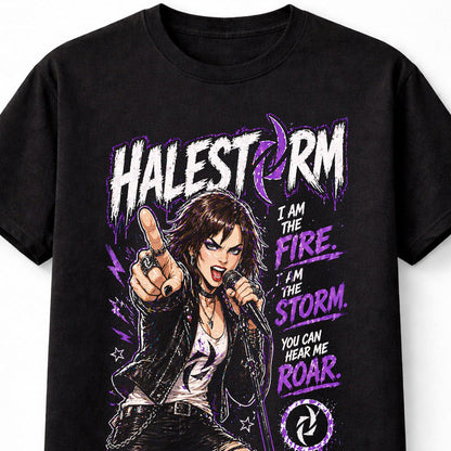 Halestorm Lzzy Hale Rock Band Graphic T-Shirt I Am The Fire I Am The Storm Lyrics Hard Rock Music Fan Tee Adult & Kids Unisex T-Shirt