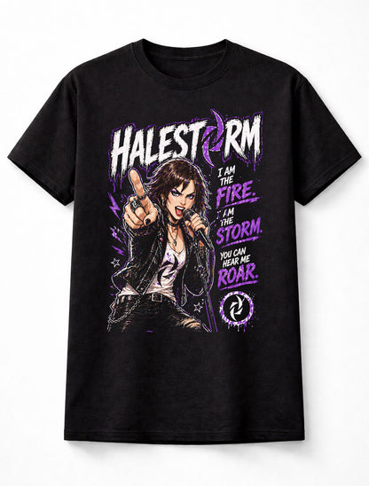 Halestorm Lzzy Hale Rock Band Graphic T-Shirt I Am The Fire I Am The Storm Lyrics Hard Rock Music Fan Tee Adult & Kids Unisex T-Shirt