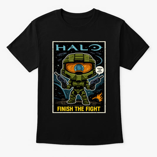 Halo “Finish the Fight” Unisex Comic T-Shirt – Legendary Spartan Warrior Gamer Tee