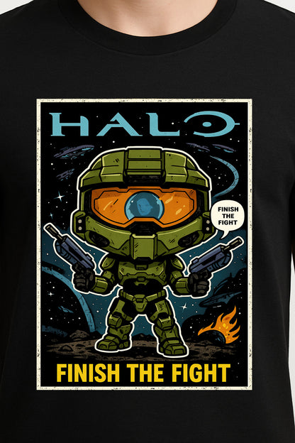 Halo “Finish the Fight” Unisex Comic T-Shirt – Legendary Spartan Warrior Gamer Tee