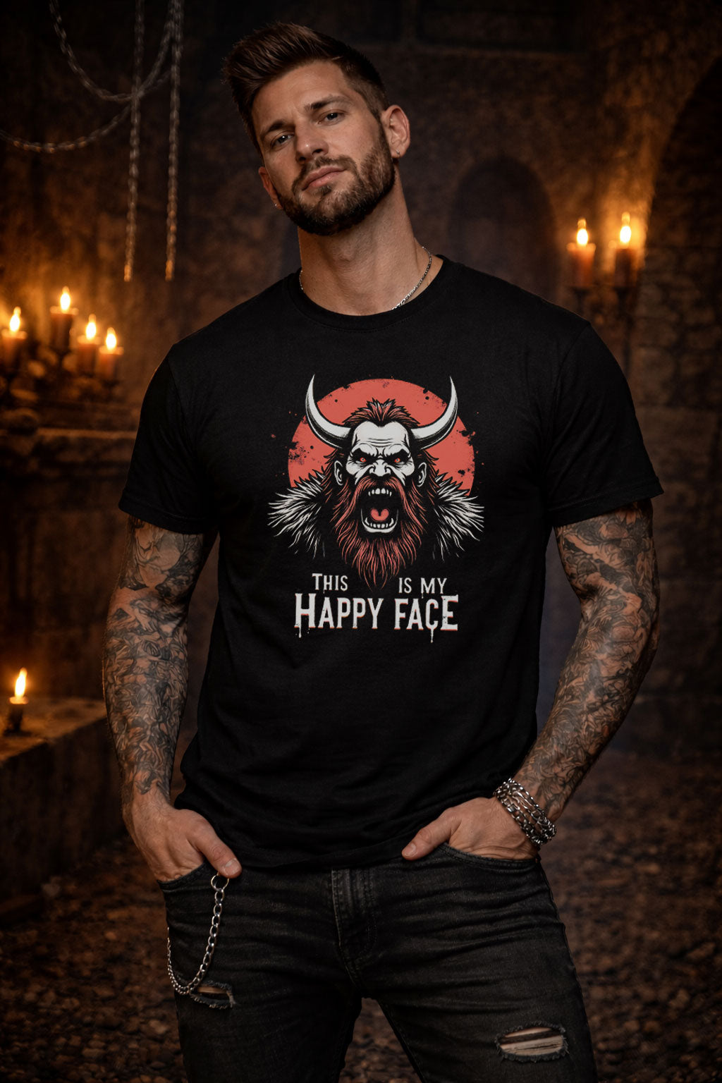 This Is My Happy Face T Shirt Viking Berserker Norse Warrior Rage Tee