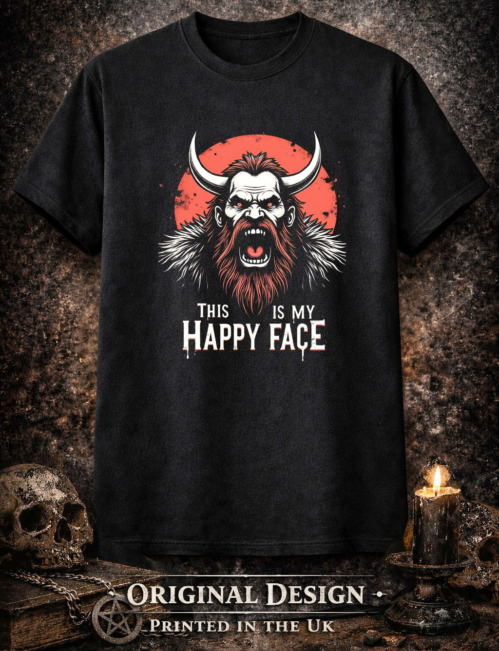 This Is My Happy Face T Shirt Viking Berserker Norse Warrior Rage Tee