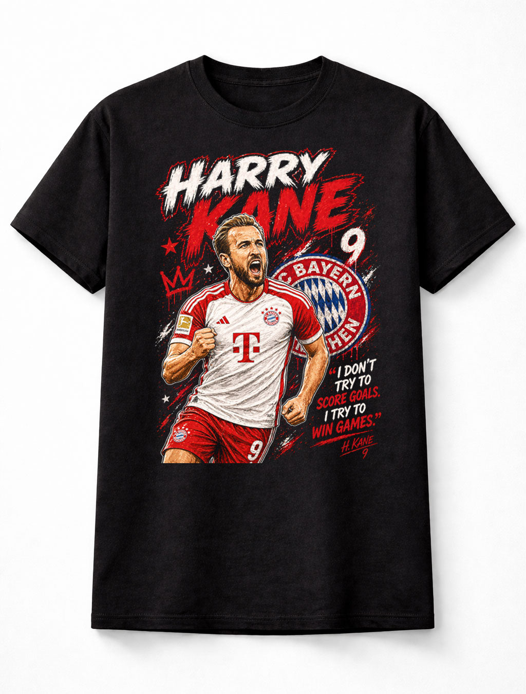 Harry Kane 9 Bayern Style Soccer Football Fan Graphic Tee Unisex Adults & Kids T-Shirt