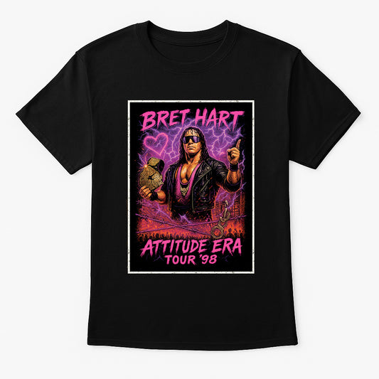 Bret Hart “Attitude Era Tour ‘98” Unisex T-Shirt – Retro Wrestling Legend Tee
