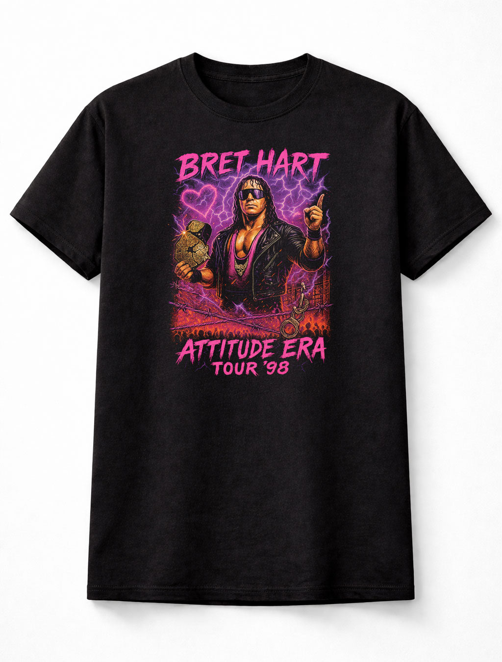 Bret “The Hitman” Hart – The Excellence of Execution Attitude Era Tour ’98 Adults & Kids Unisex T-Shirt