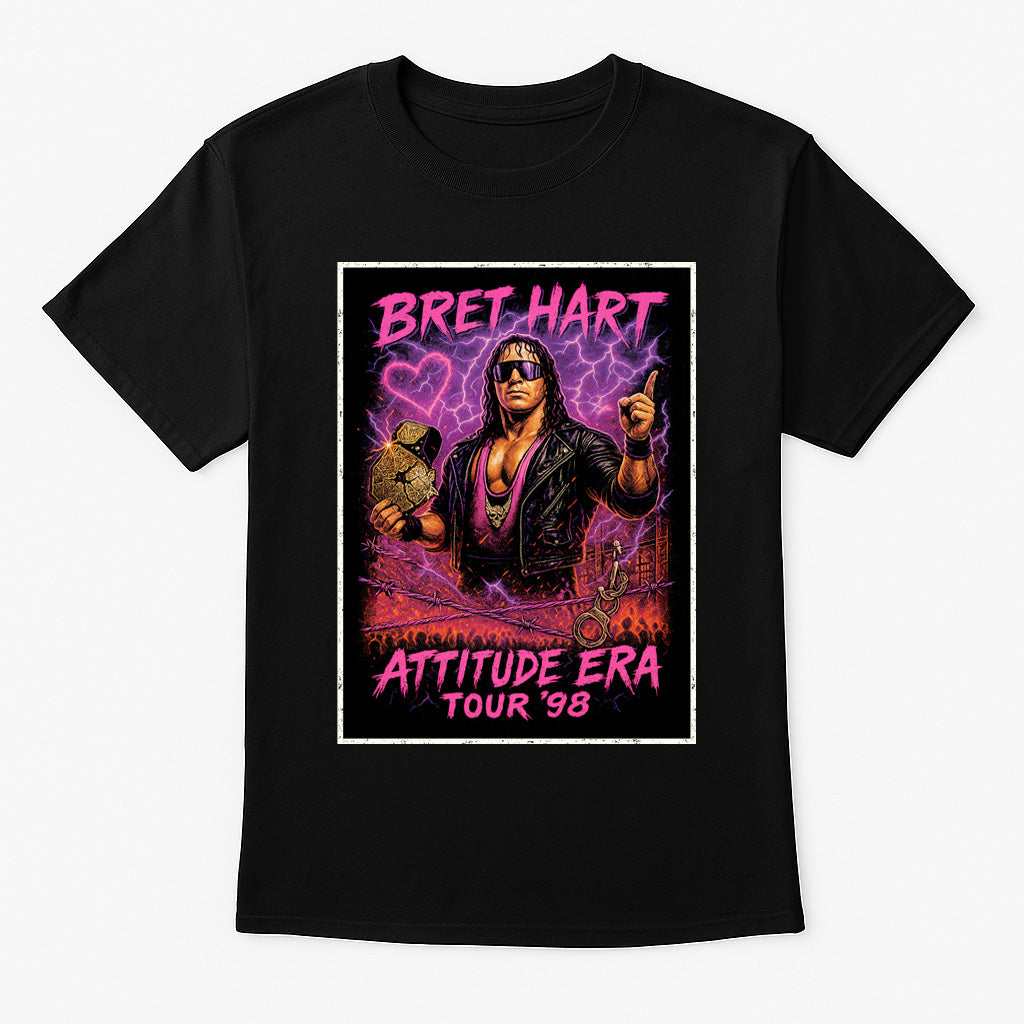 Bret Hart Attitude Era Tour ‘98 WCW WWF Wrestling Unisex Adults & Kids T-Shirt